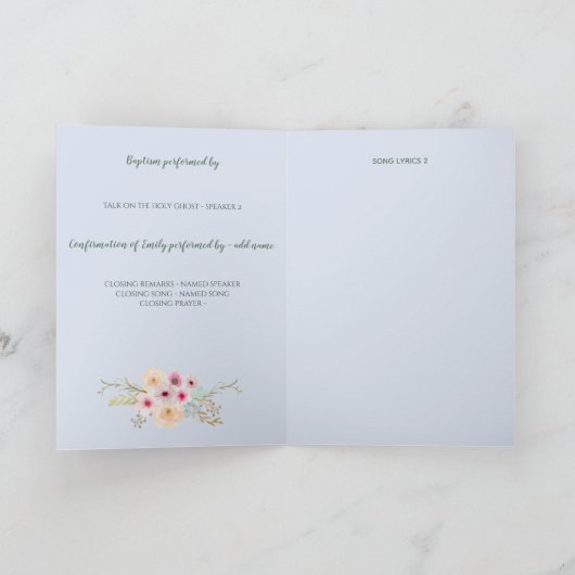 Floral Cross BAUTIZO Bautismo Baptism Programme Programma (Binnen)