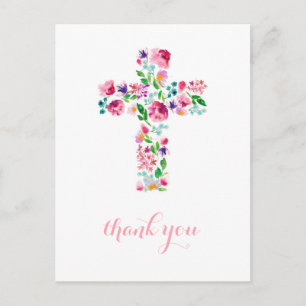 Floral Cross bedankt voor je opmerking, christenin Briefkaart