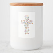 Floral Cross Christelijk Design Sierkussen Voedselcontainer Etiket (Voorkant)