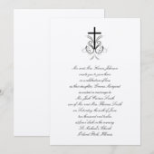 Floral Cross Christian Faire-part de mariage Gold (Devant / Derrière)