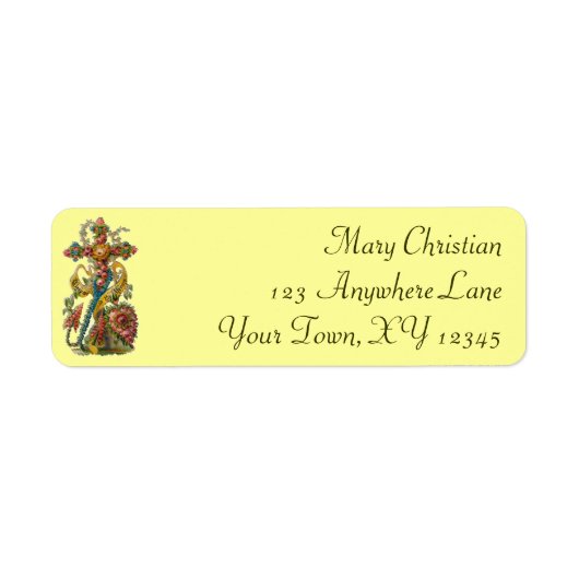 Floral Cross Etiket (Voorkant)