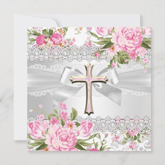  Floral Cross First Community Roze 4 Kaart (Achterkant)