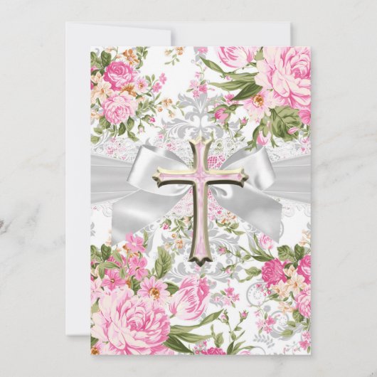  Floral Cross First Community Roze Kaart (Achterkant)
