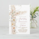 floral cross First Holy Communion Kaart (Staand voorkant)