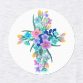Floral Cross Iron-on Labels (Design 1)