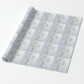 Floral Cross op Heavenly Blue Cadeaupapier (Uitgerold)