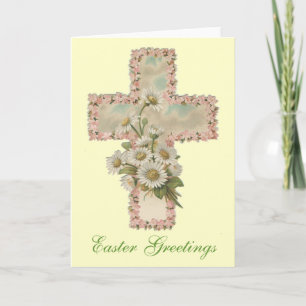 Floral Cross Pasen Greetings Feestdagen Kaart