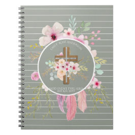 Floral Cross Religieuze Occasies Meisje gepersonal Notitieboek