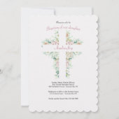 Floral Cross religieuze uitnodiging (Voorkant)