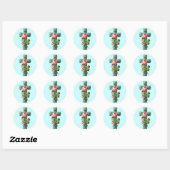  Floral Cross Ronde Sticker (Vel)