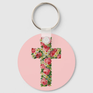 Floral Cross Sleutelhanger