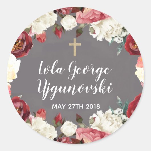 Floral Cross Sticker (Voorkant)