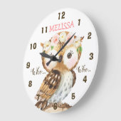 Floral Crown Owl Nursery Wall Clock Grote Klok (Hoek)