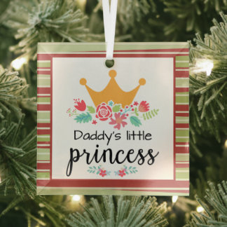 Floral crown papa's kleine prinses glas ornament