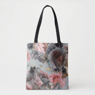 Floral crystal geometrie, waterverf lichte achterg draagtas