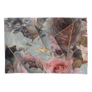 Floral crystal geometrie, waterverf lichte achterg kussensloop