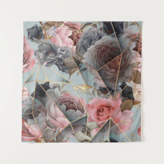 Floral crystal geometrie, waterverf lichte achterg wandkleed