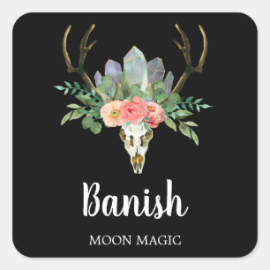 Floral Crystal Skull Inention Candle Labels