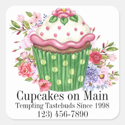 Floral Cupcake Sticker (Voorkant)