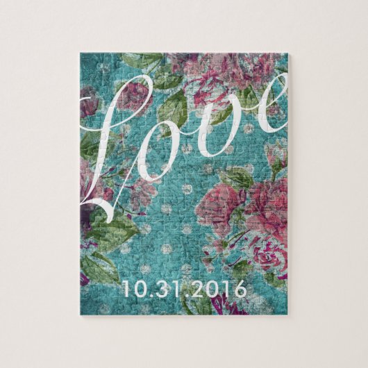 Floral Custom Date Puzzle Legpuzzel (Verticaal)