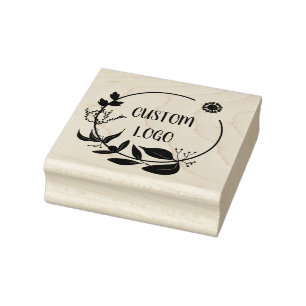 Floral Custom Logo Elegante ronde rubberen stempel