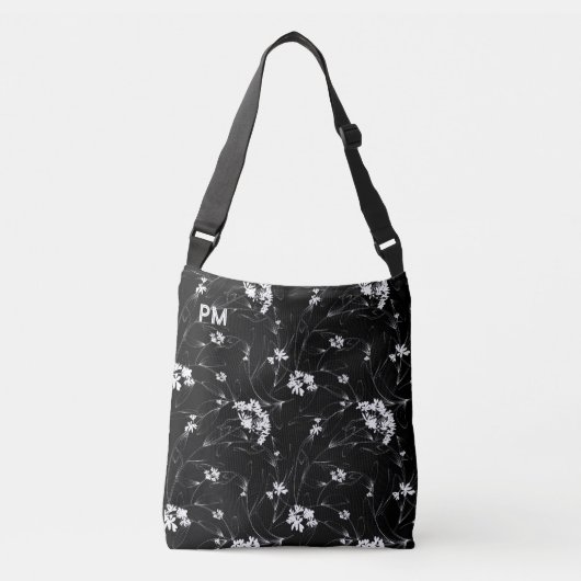Floral Custom Monogram  Crossbody Tas (Voorkant)