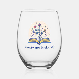 Floral Custom Name Book Club Wijnglas Zonder Voet