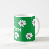 Floral Custom Name Irish Green Koffiemok (Voorkant rechts)