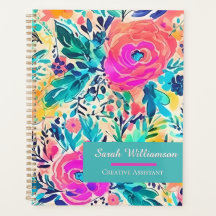 Floral Custom Name Planner voor Werk, School