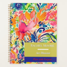 Floral Custom Name Planner voor Werk, School