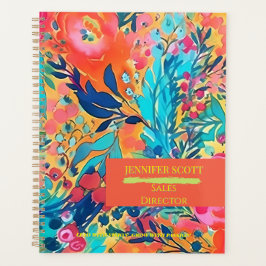 Floral Custom Name Planner voor Werk, School