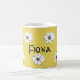 Floral Custom Name Yellow Mustard Koffiemok