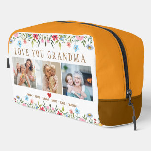 Floral Custom Text Monogram Familie Foto Dopp Kit Toilettasje