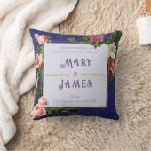 Floral Custom Text Weddenschap Jubileum Gift Blue Kussen (Deken)