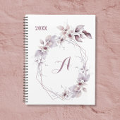Floral Cute Aquarelle Monogramme Calendrier initia