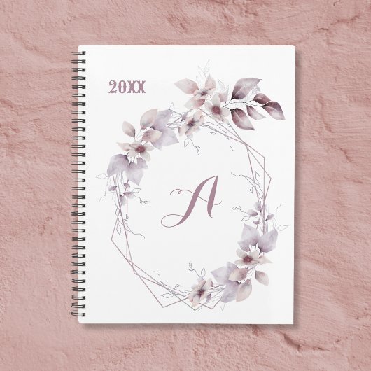 Floral Cute Aquarelle Monogramme Calendrier initia