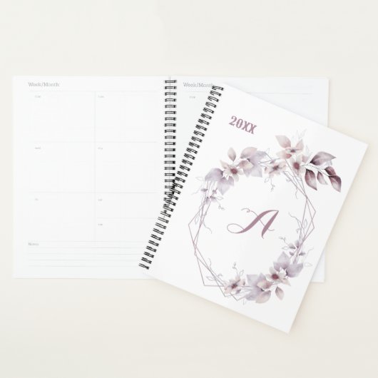 Floral Cute Aquarelle Monogramme Calendrier initia (Devant avec enveloppe)