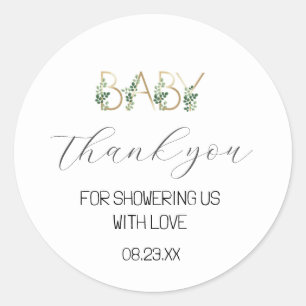 Floral Cute Baby shower Dank u wel Ronde Sticker
