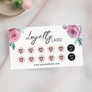 Floral Cute Hearts Beauty Salon & Spa Klantenkaartje