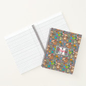 Floral Cute Sloth Pattern | Moderne monogrammen Notitieboek (Binnen)