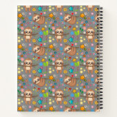 Floral Cute Sloth Pattern | Moderne monogrammen Notitieboek (Achterkant)