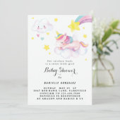 Floral Cute Unicorn Baby shower Invitation fille (Debout devant)