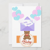 Floral Cute Unicorn Baby shower Invitation fille (Dos)