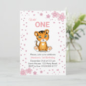 Floral Cute Wild One Tiger 1er Invitation annivers (Debout devant)
