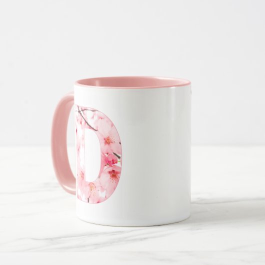 Floral D Initial Mug | Personalized Name & Traits  (Devant gauche)