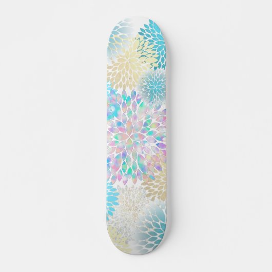 floral dahlia modern patroon skateboard (Voorkant)