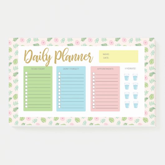 Floral Daily Planner Post-it® Notes (Voorkant)