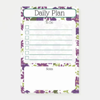 Floral Daily Planning Checklist Notepad Post-it® Notes
