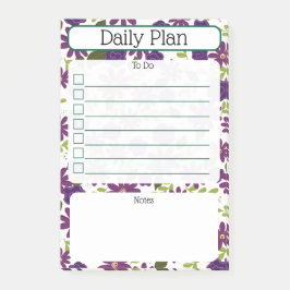 Floral Daily Planning Checklist Notepad Post-it® Notes
