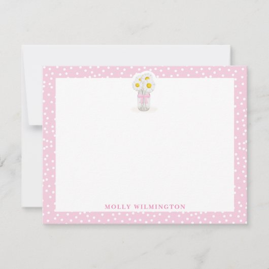 Floral Daises Mason Jar Vaas Girly Stationery Bedankkaart (Voorkant)